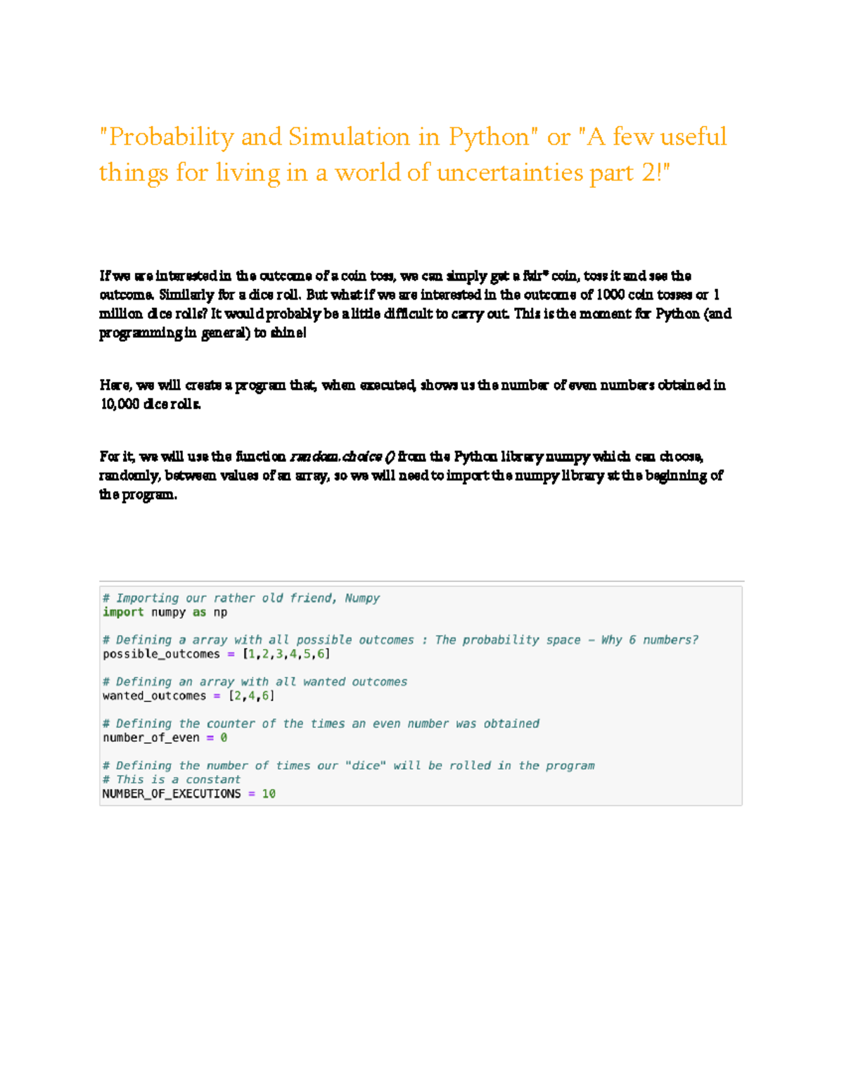 Probability and Simulation part 2 - "Probability and Simulation in ...