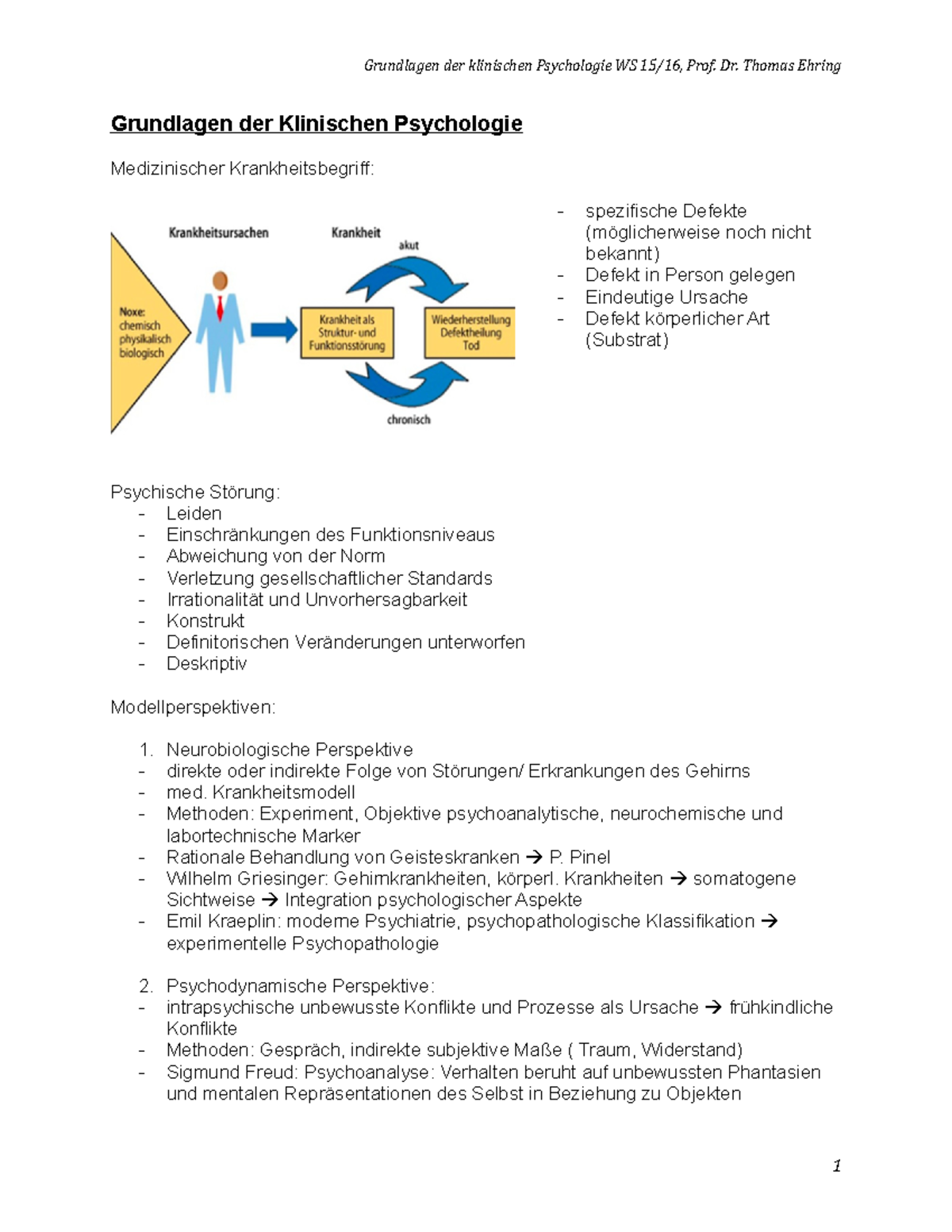 Klinische Psychologie Zusammenfassung - Zusammenfassung - Vorlesung 1 ...