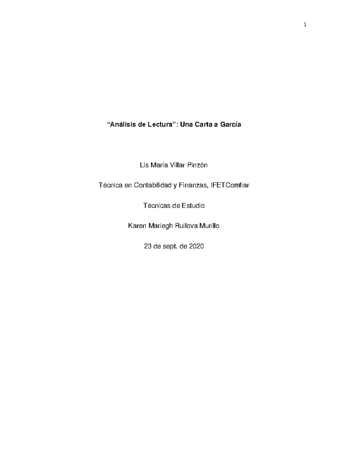 Una Carta a García - ANALISIS DE TEXTO - “Análisis de Lectura”: Una ...