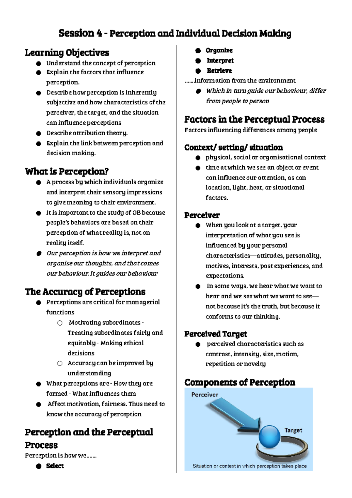 Note 4 - Perception and Individual Decision Making - Session 4 ...