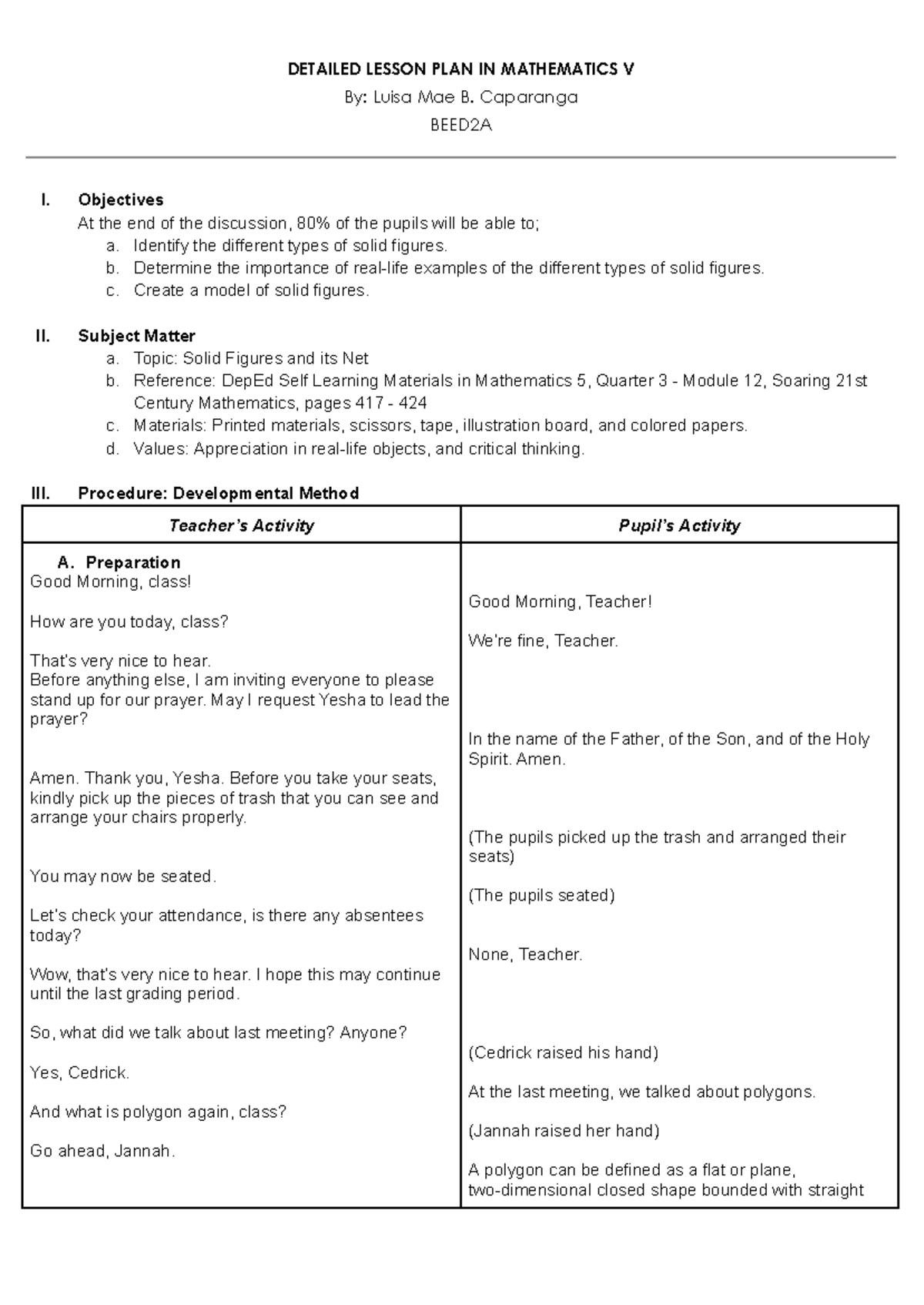 MATH101E Caparanga-Developmental Method - DETAILED LESSON PLAN IN ...