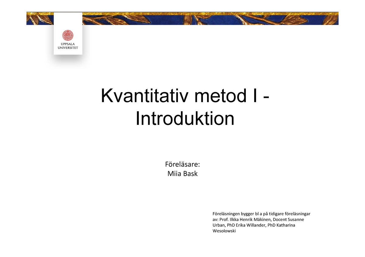 Kvantitativ Metod I Introduktion - Warning: TT: Undefined Function: 32 ...