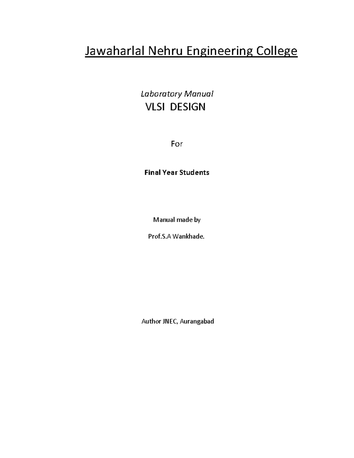 Vlsi - ABOUT SUPER NOTES CSE GROUPS - Jawaharlal Nehru Engineering ...