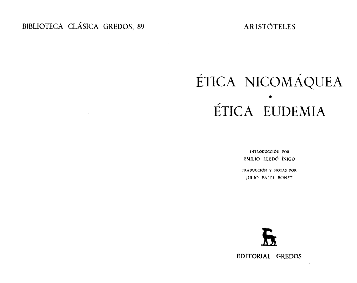 Aristoteles- Etica Nicomaquea- Etica Eudemia - Gredos ...