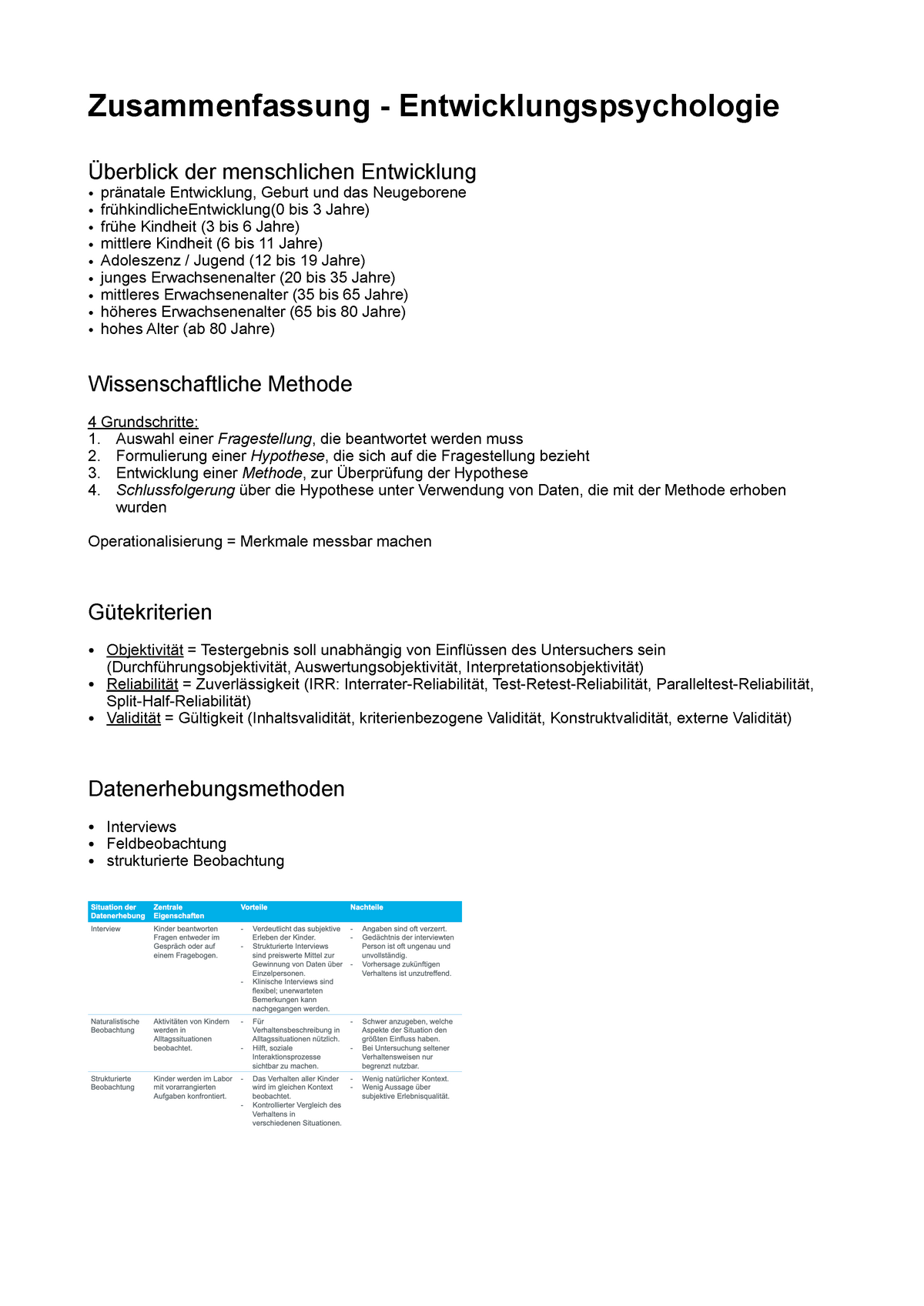 Zusammenfassung - Entwicklungspsychologie - Zusammenfassung ...