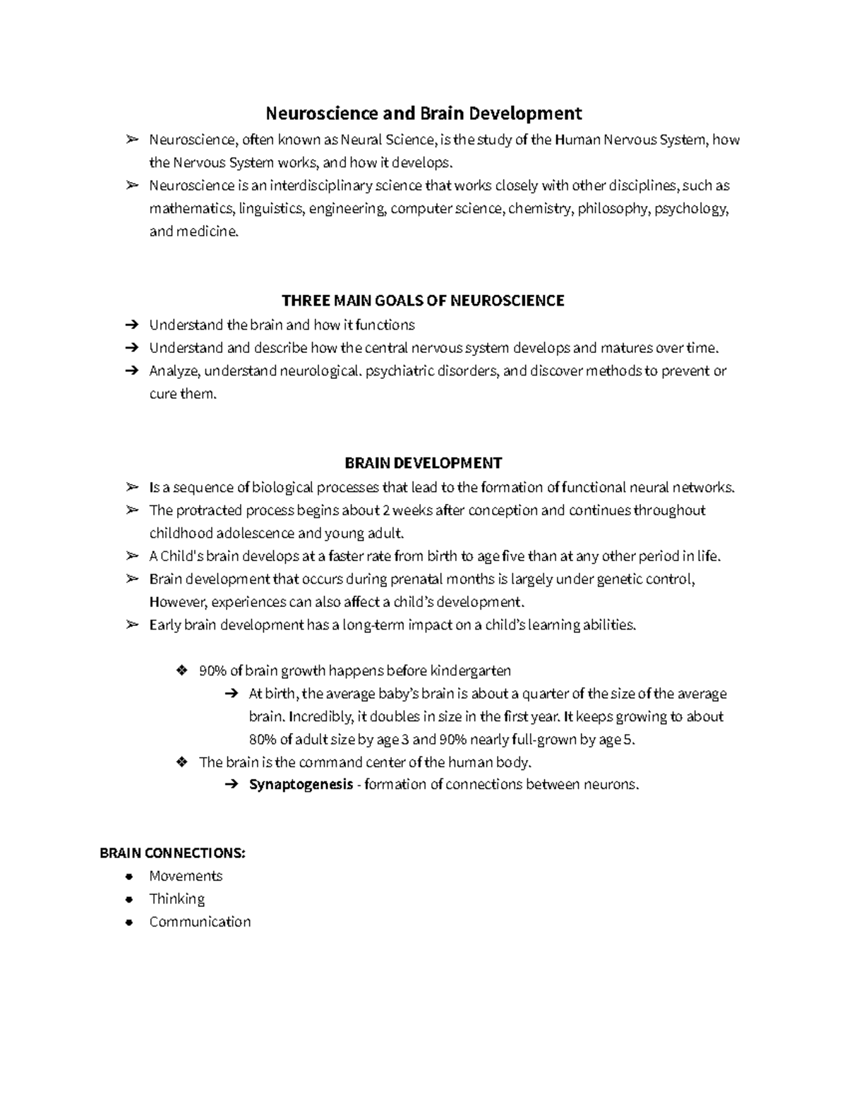 C. Neuroscience and Brain Development - Neuroscience and Brain ...