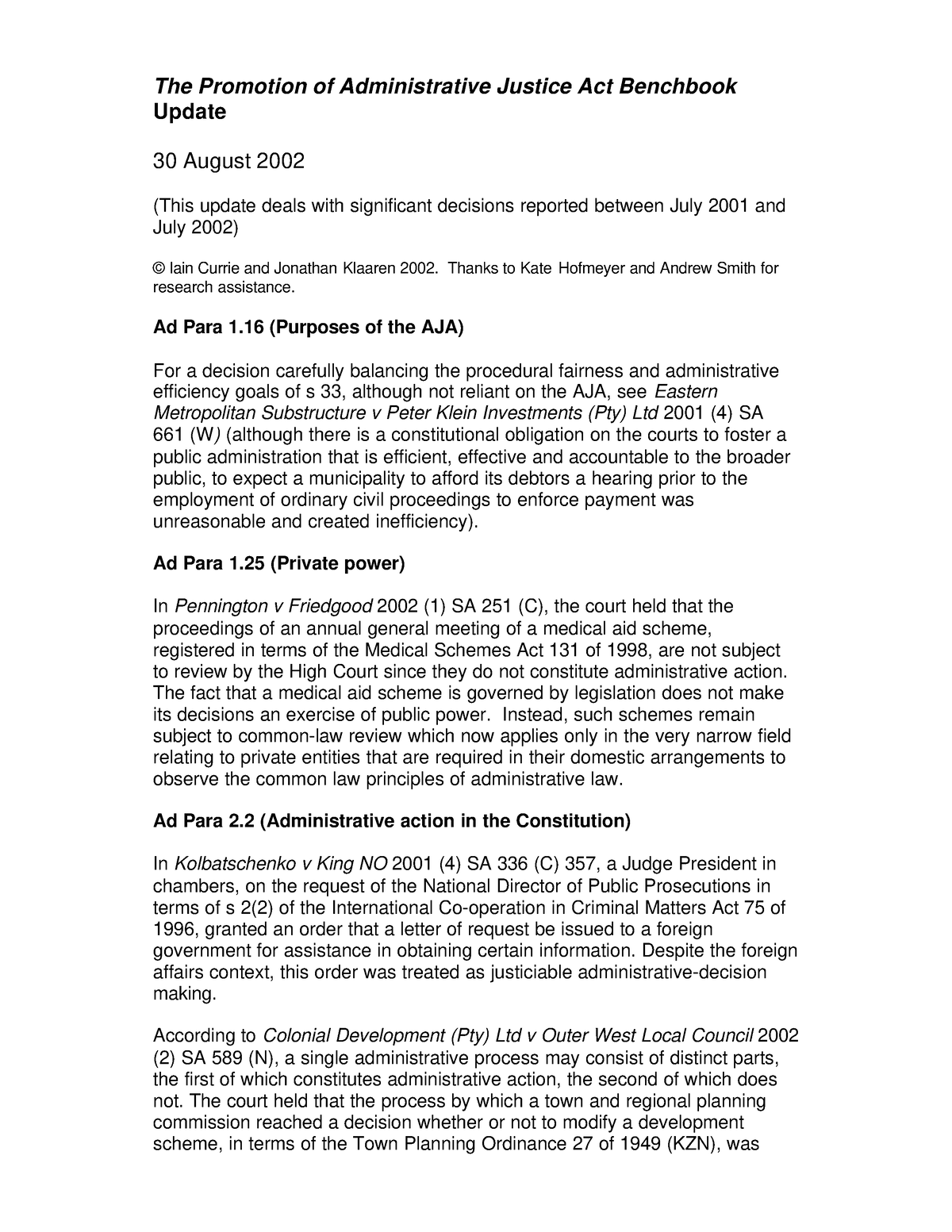 2002 Aug Cases - The Promotion Of Administrative Justice Act Benchbook ...