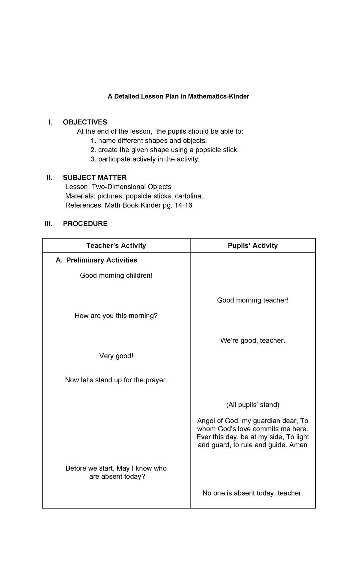 Math kinder copy - A Detailed Lesson Plan in Mathematics-Kinder I ...