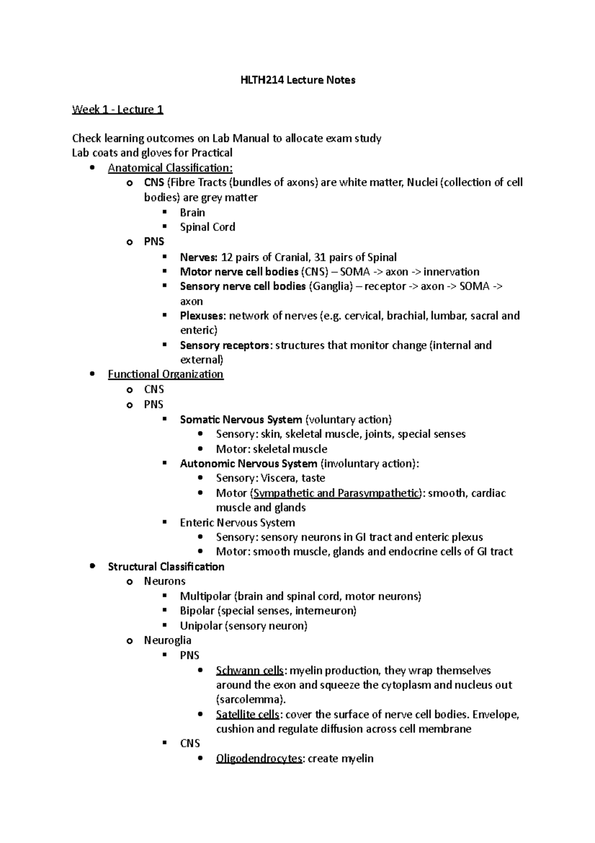 HLTH214 Lecture Notes - HLTH214 Lecture Notes Week 1 - Lecture 1 Check ...