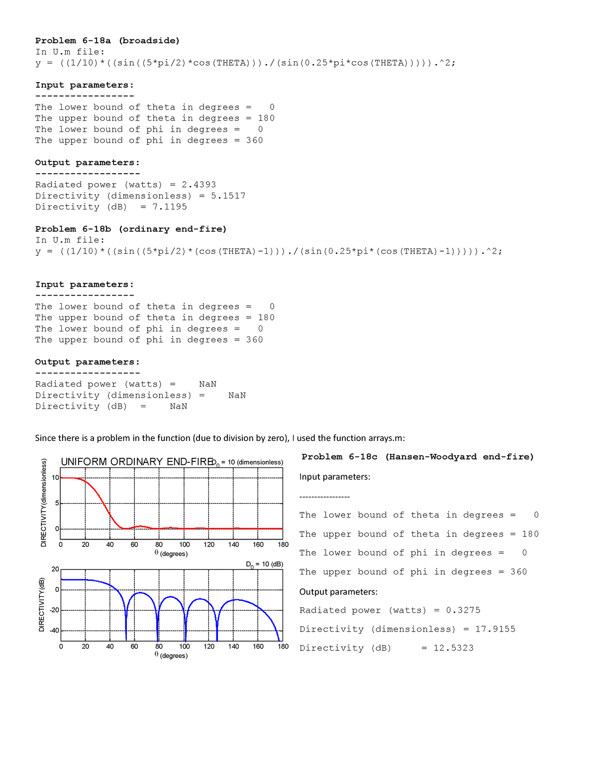 Problem 6-18 - /(sin(0pi*cos(THETA))))).^2; Input parameters: - The ...