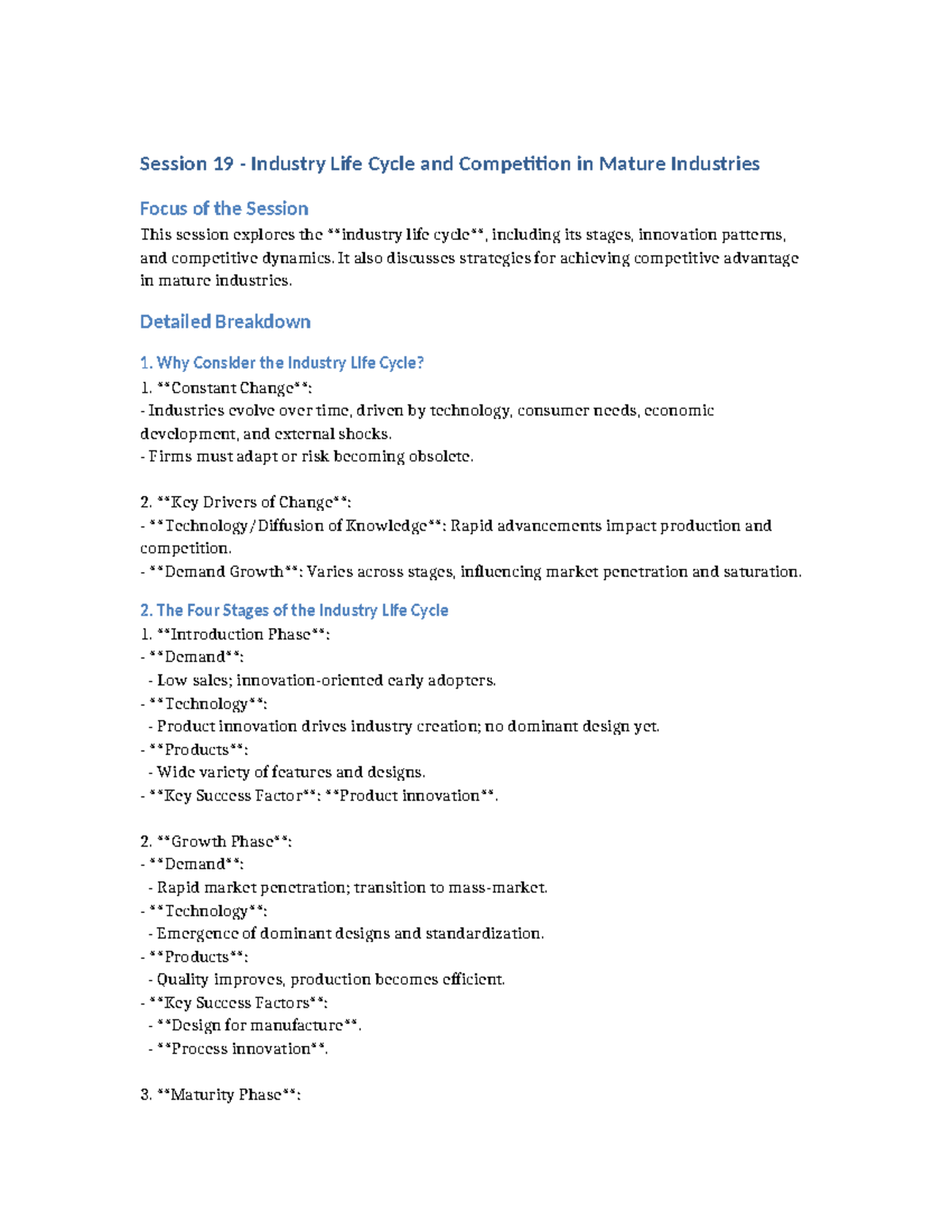 Session 19 Industry Life Cycle Study Guide - Session 19 - Industry Life ...