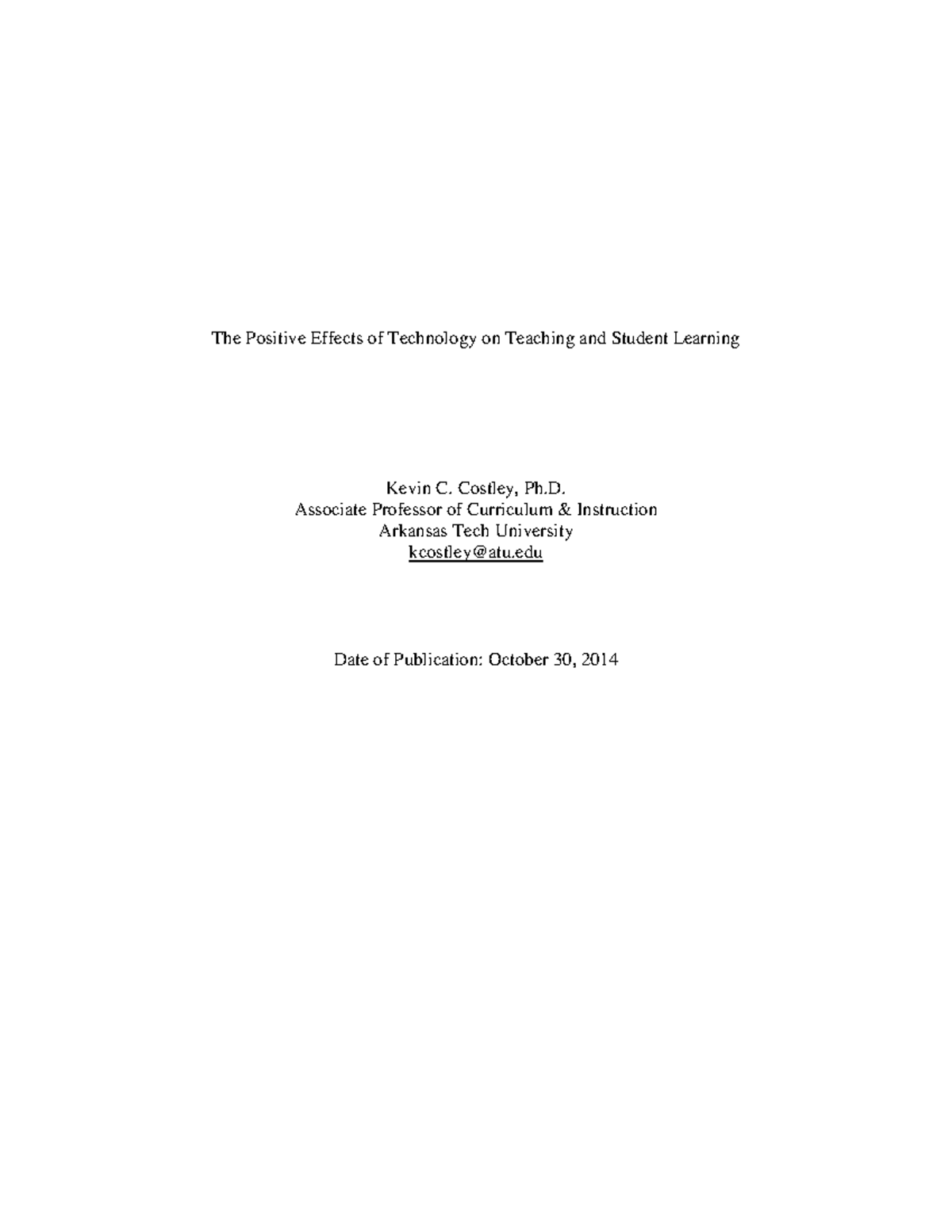 Positive Effects Of Technology On Teaching And Student Learning