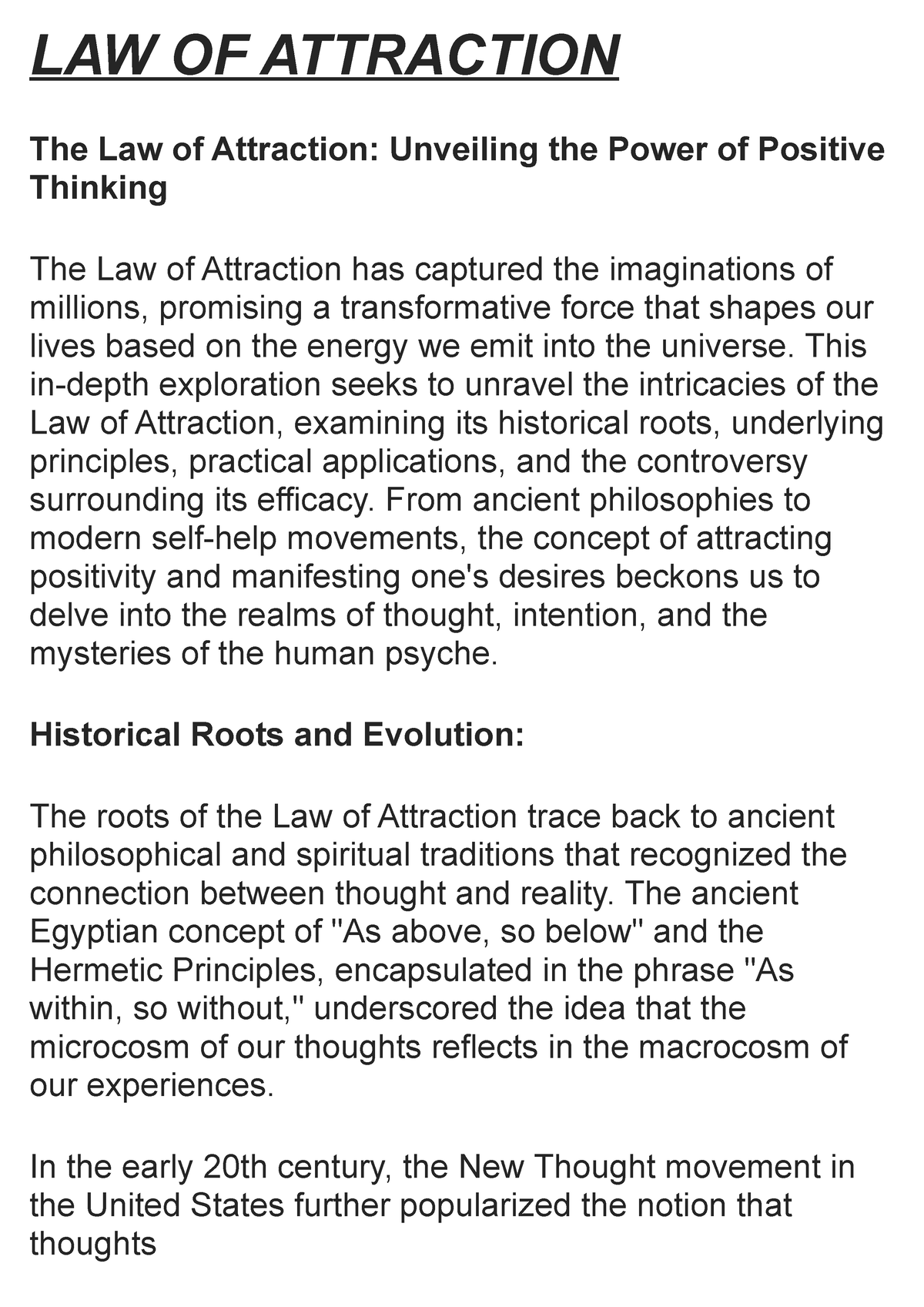 law of attraction thesis