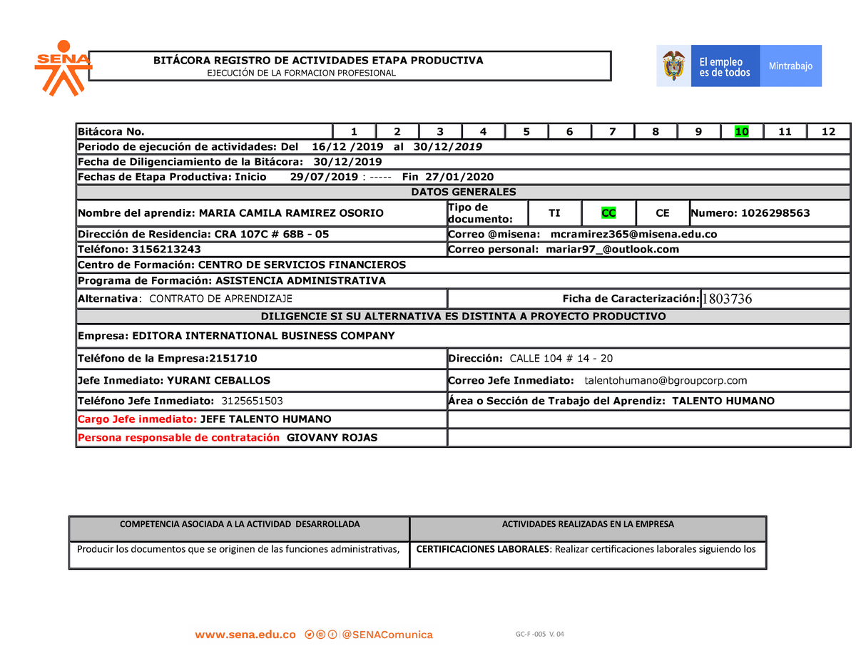 Formato De Bitacora De Trabajo Diario Nacional 2023 P 