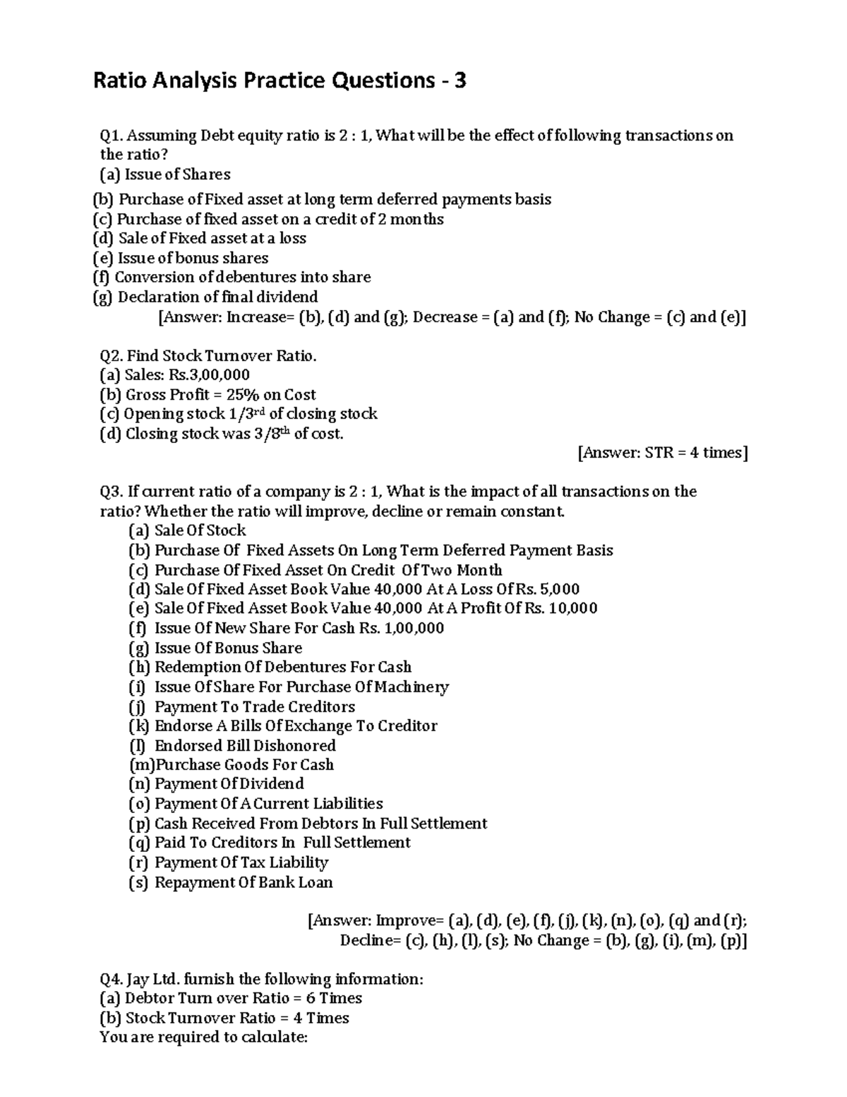 Ratio Analysis Practice Questions 3 Assuming Debt Equity Ratio Is 2   Thumb 1200 1553 