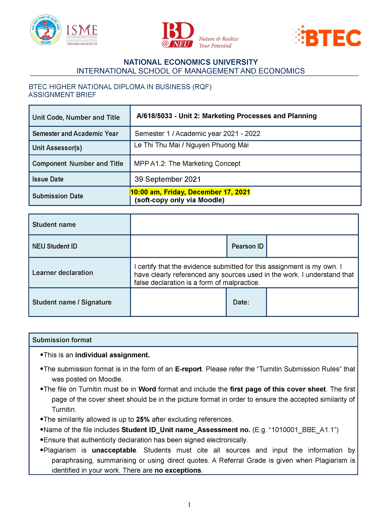 MPP A1.2 Assignment Brief Final - NATIONAL ECONOMICS UNIVERSITY ...