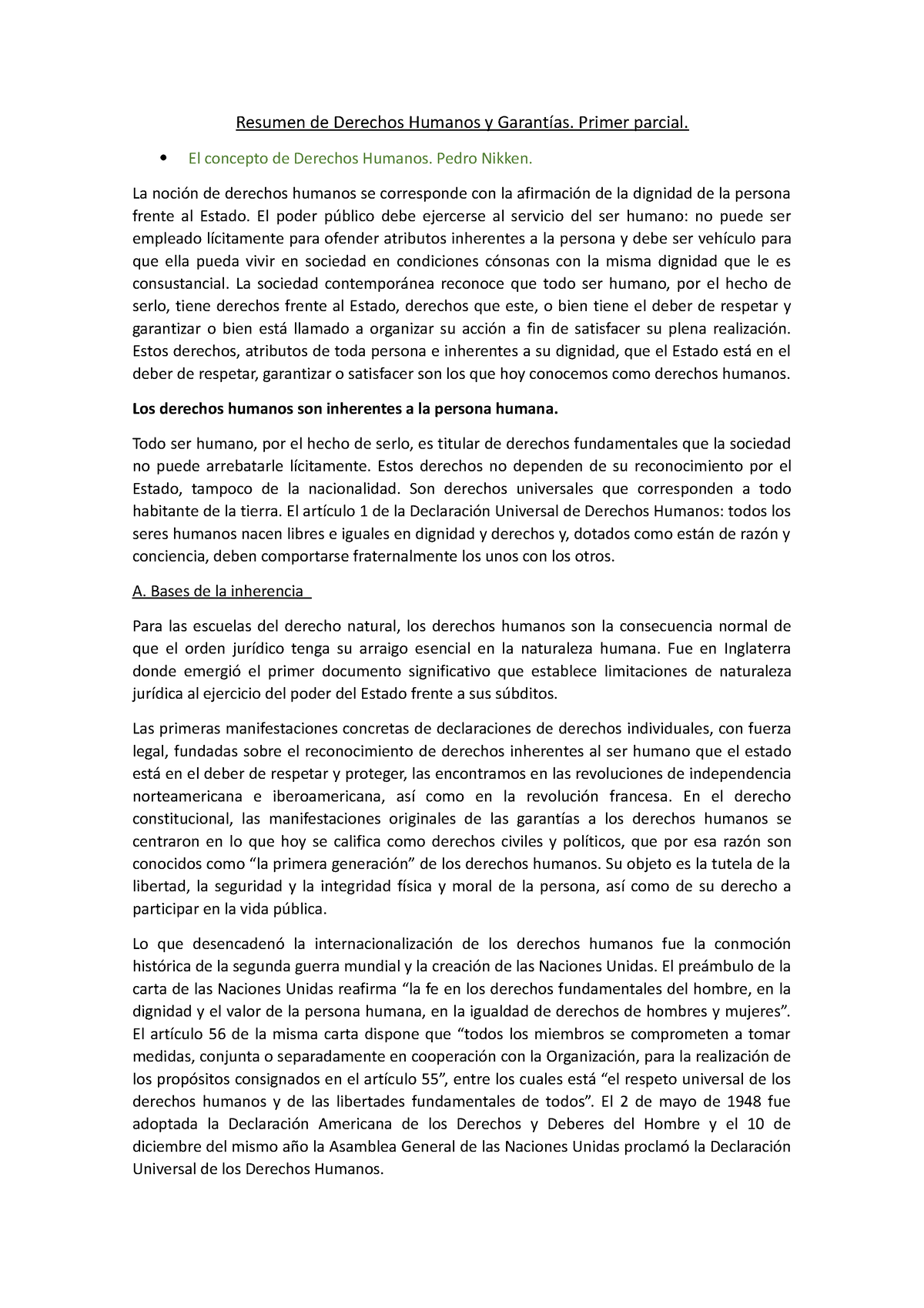 Rescom 1 - Resumen - Resumen De Derechos Humanos Y Garantías. Primer ...