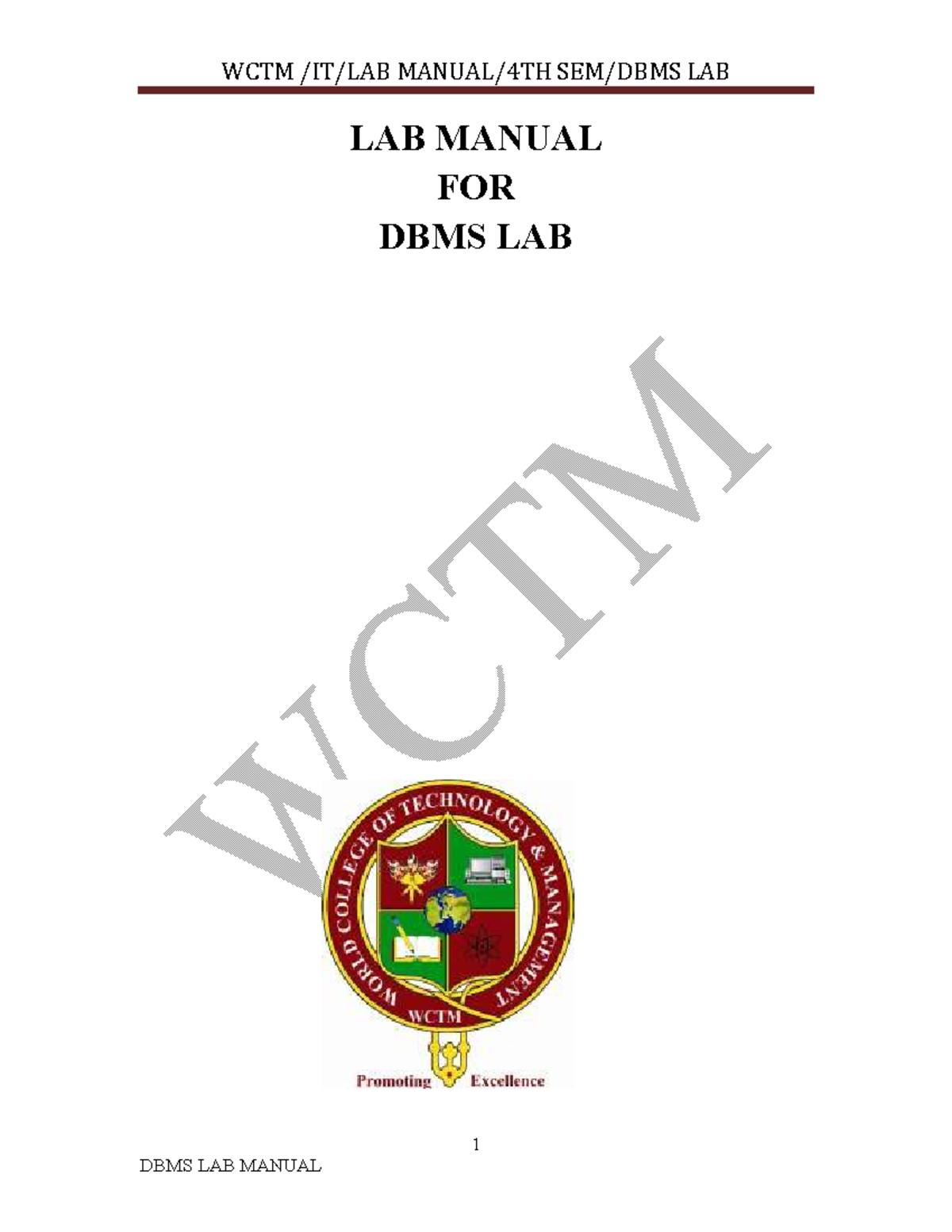 Btch cs dbms lab LAb Manual Studocu