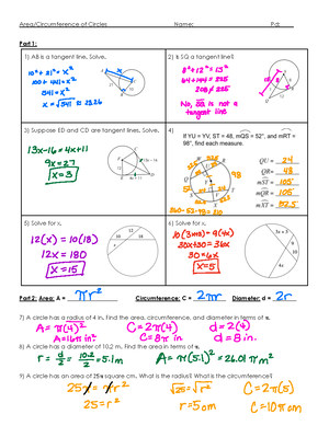 Parts of Circles Notes Answer Key - Studocu