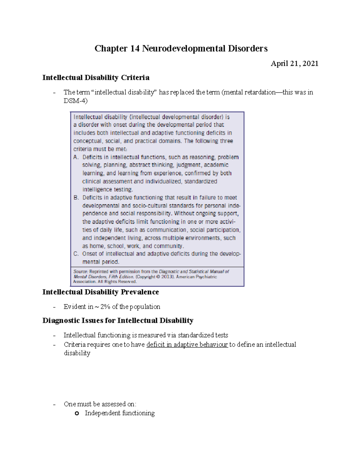 Chapter 14 Neurodevelopmental Disorders - Chapter 14 Neurodevelopmental ...