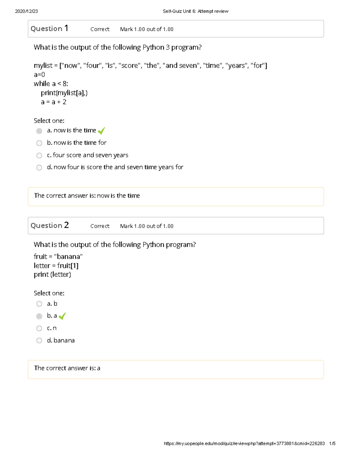 Self-Quiz Unit 6 Attempt Reviewك - Question 1 Correct Mark 1 Out Of 1 ...