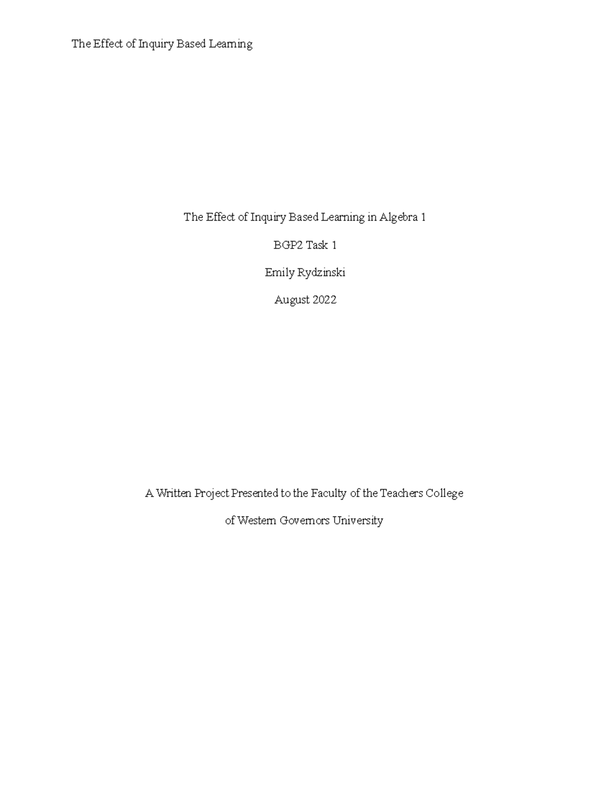 Rydzinski C227 revised - The Effect of Inquiry Based Learning The ...