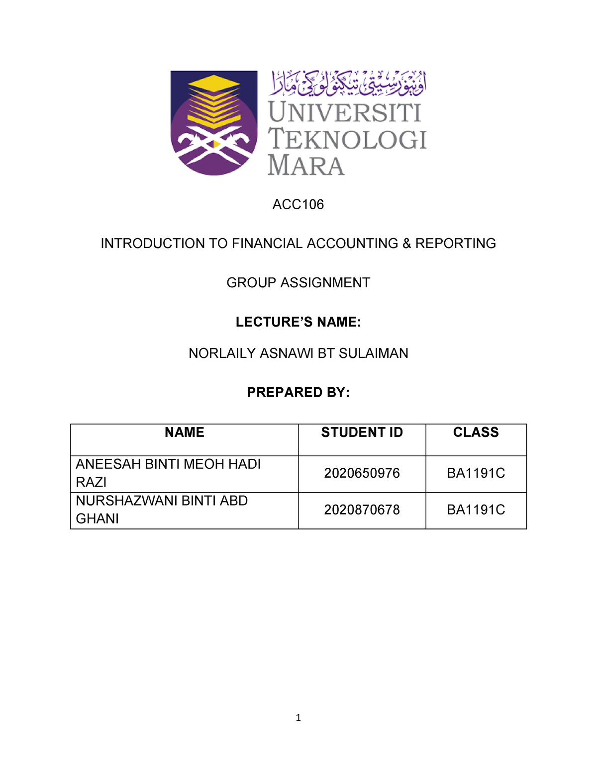 acc106 assignment conclusion