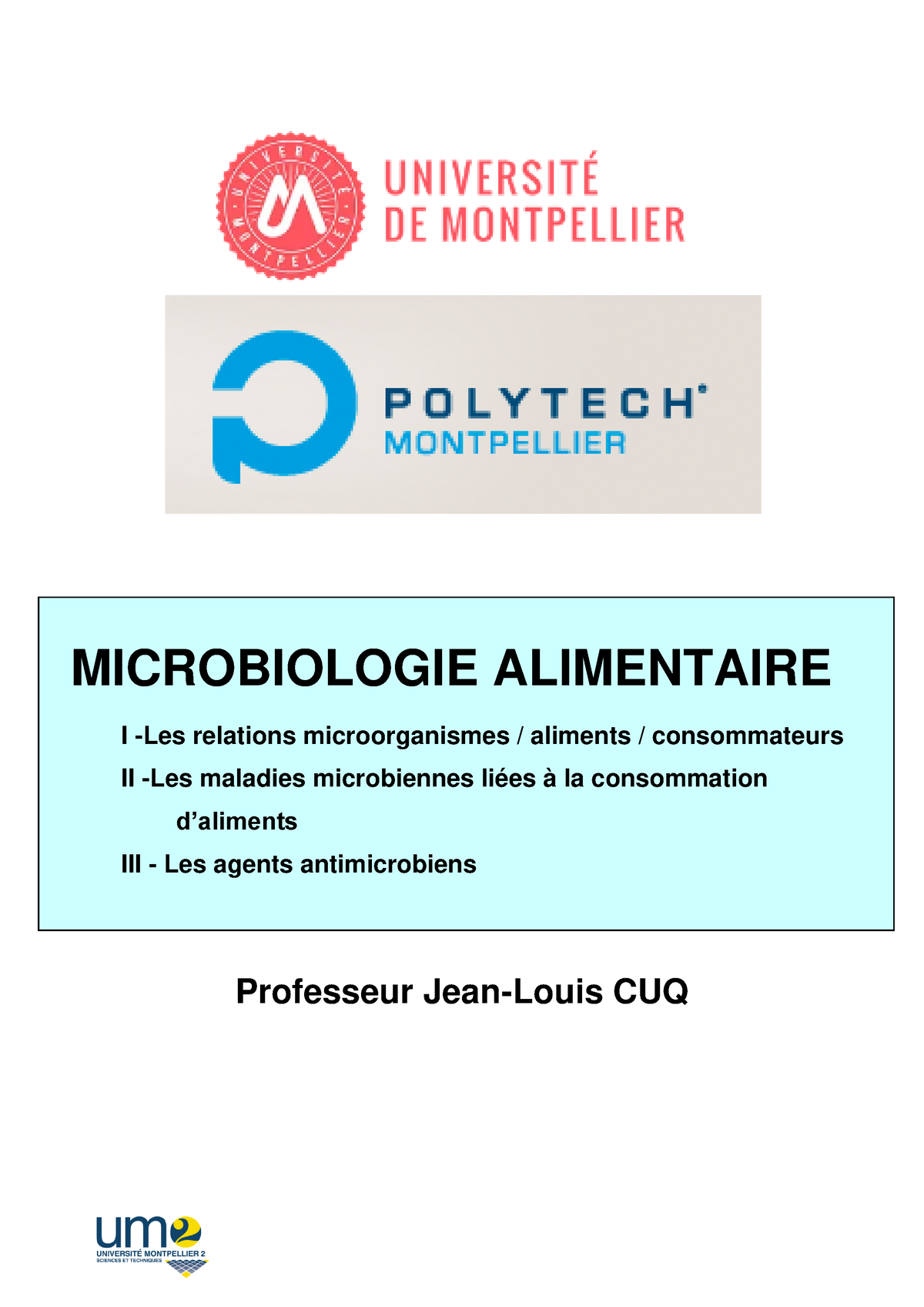 Microbiologie Des Aliments - MICROBIOLOGIE ALIMENTAIRE I -Les Relations ...