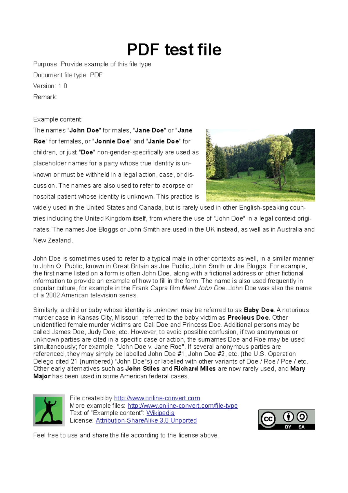 Example - PDF test file Purpose: Provide example of this file type ...