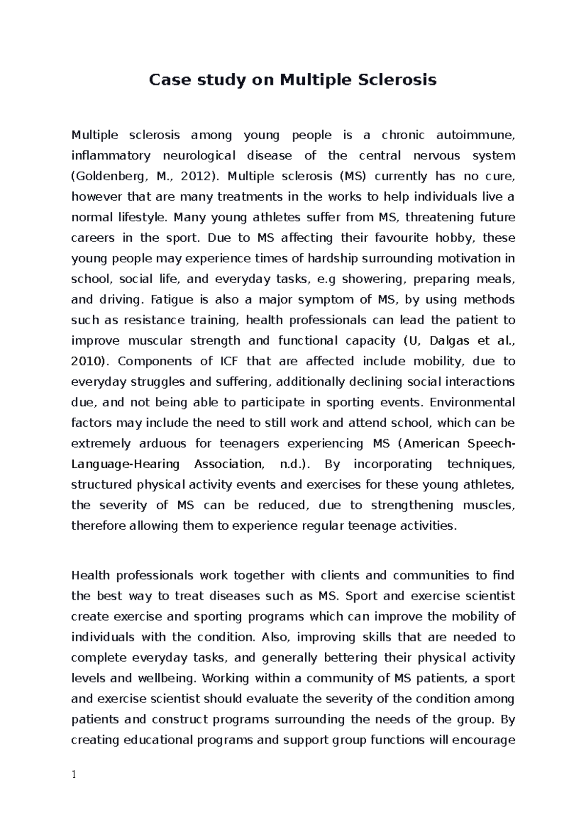 multiple sclerosis case study example