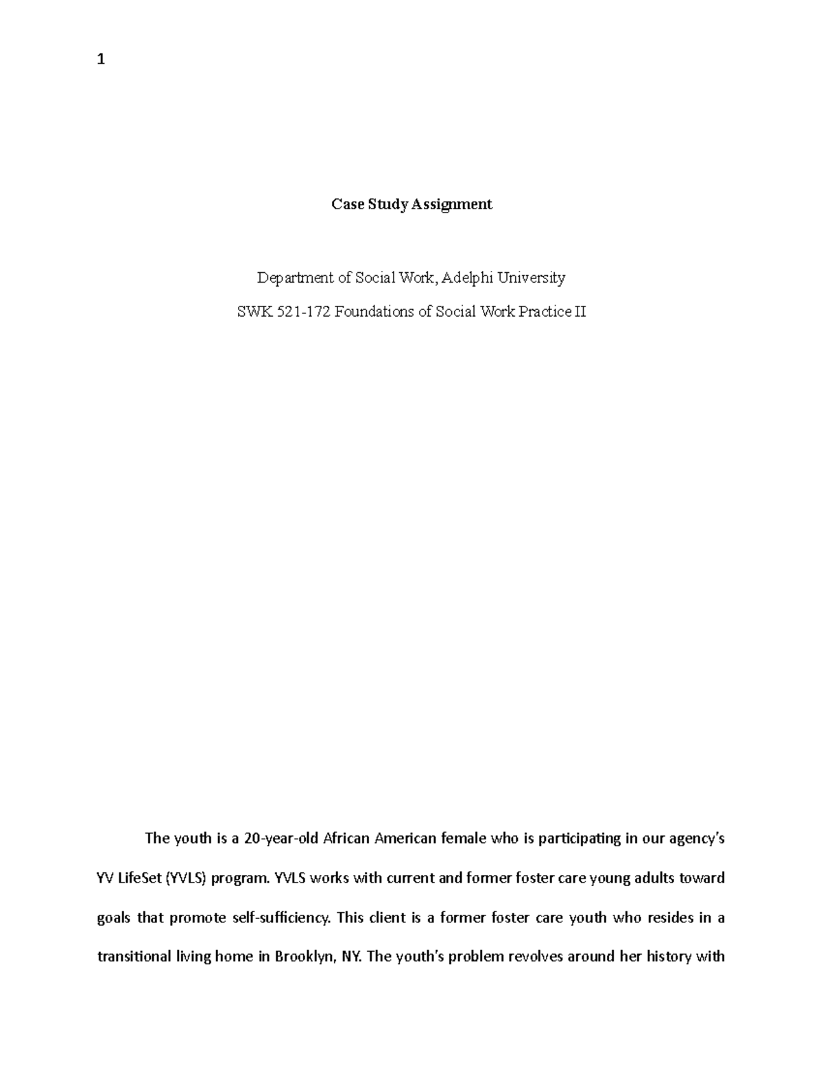 social work case study assignment