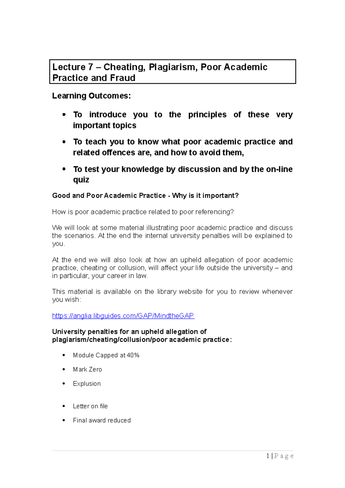 Lecture 7 - Cheating and Plagiarism - Lecture 7 – Cheating, Plagiarism ...
