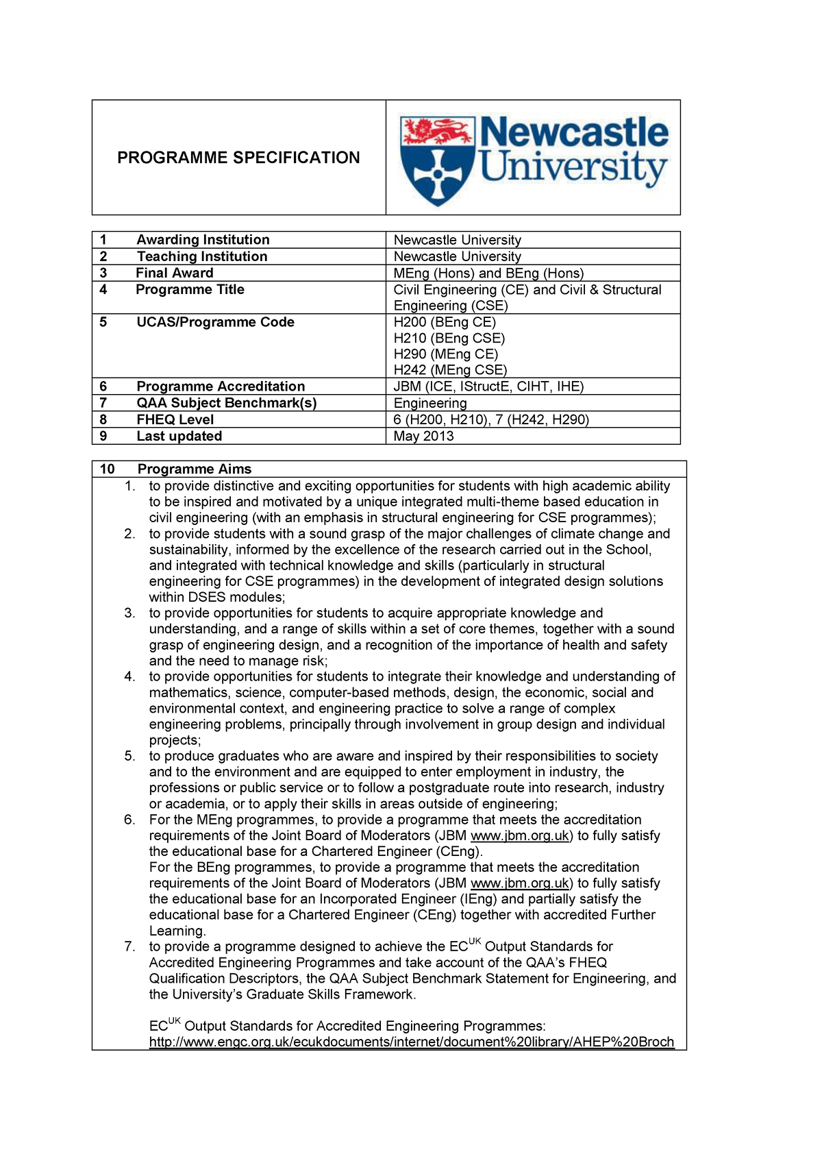 BEng Civil Engineering And Civil Structural Engineering - PROGRAMME ...