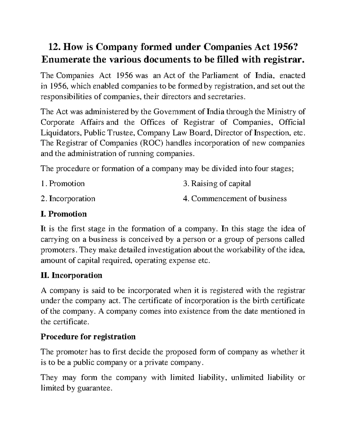 Company formation act 12. How is Company formed under Companies Act