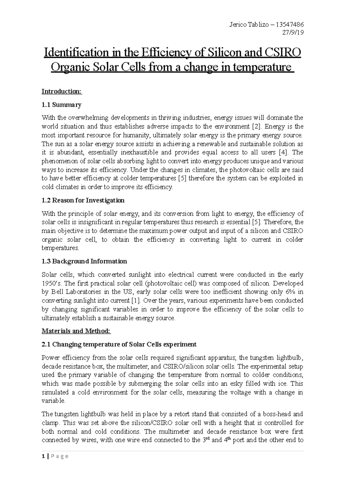 Identification in the Efficiency of Silicon and Csiro Organic Solar ...