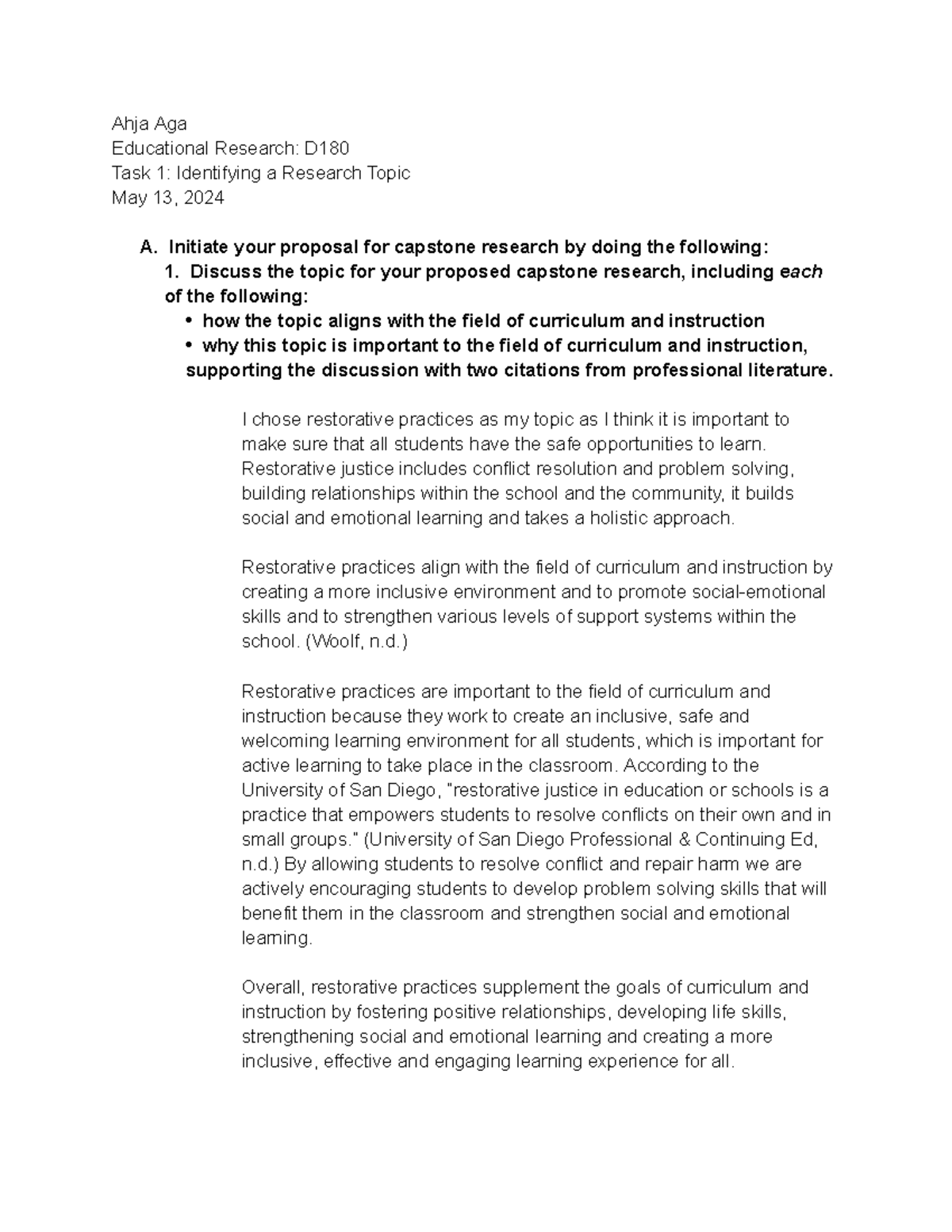 D180 Task 1 - Ahja Aga Educational Research: D Task 1: Identifying a ...