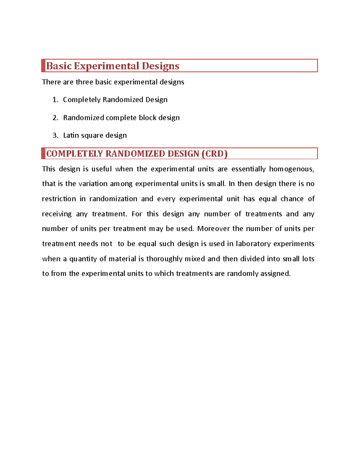 Week-10Basic designs - Lecture notes 3 - Basic Experimental Designs ...