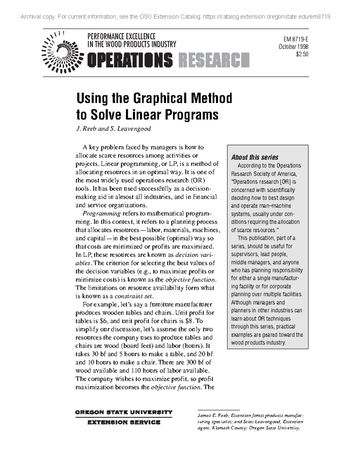 Using the graphical method in solving linear programs - James E. Reeb ...
