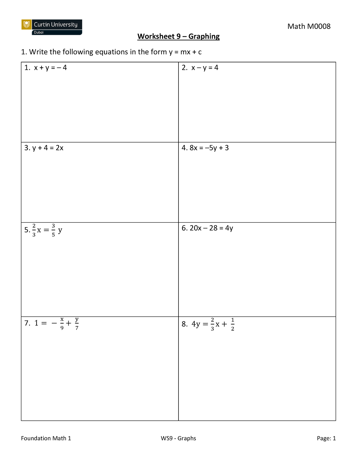 ws9-graphs-worksheet-9-graphing-1-write-the-following-equations-in