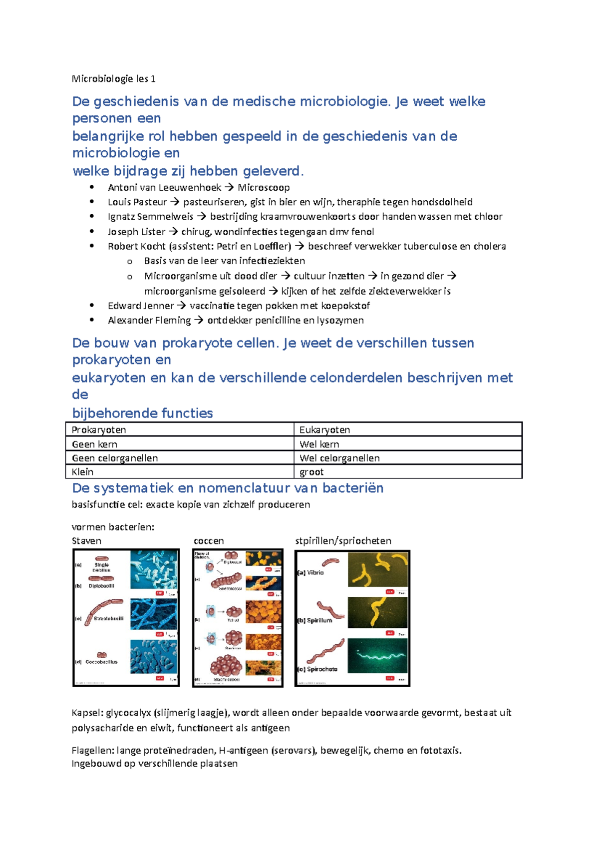 Samenvatting Micro - Microbiologie Les 1 De Geschiedenis Van De ...