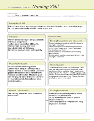 Nursing Skill FormN - 0001 - STUDENT NAME SKILL NAME REVIEW MODULE ...