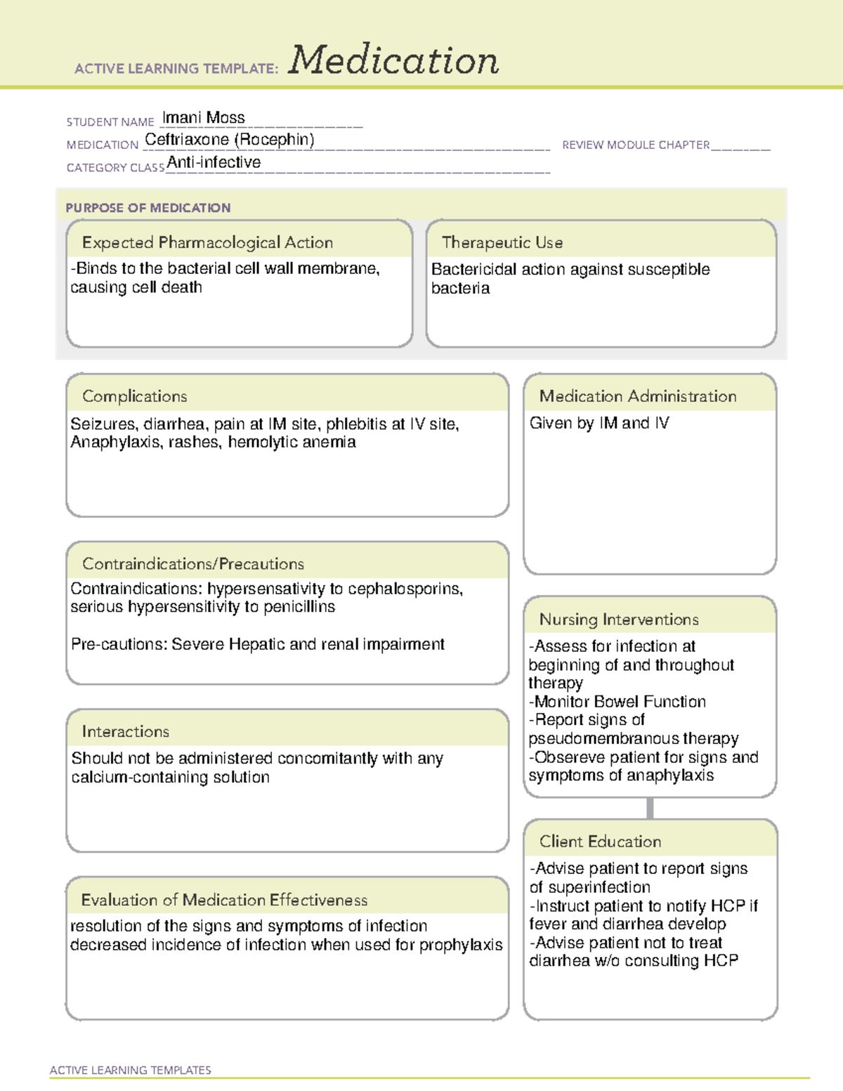 Ceftriaxone template - n/a - ACTIVE LEARNING TEMPLATES Medication ...