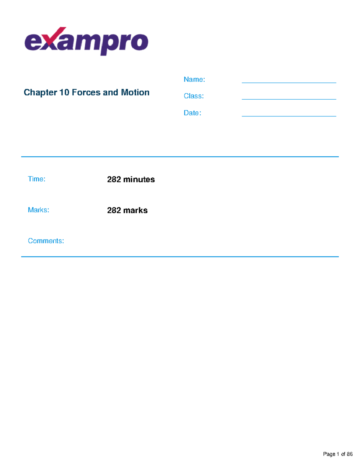 Chapter 10 - forces and motion exam pack and markscheme - Chapter 10 ...