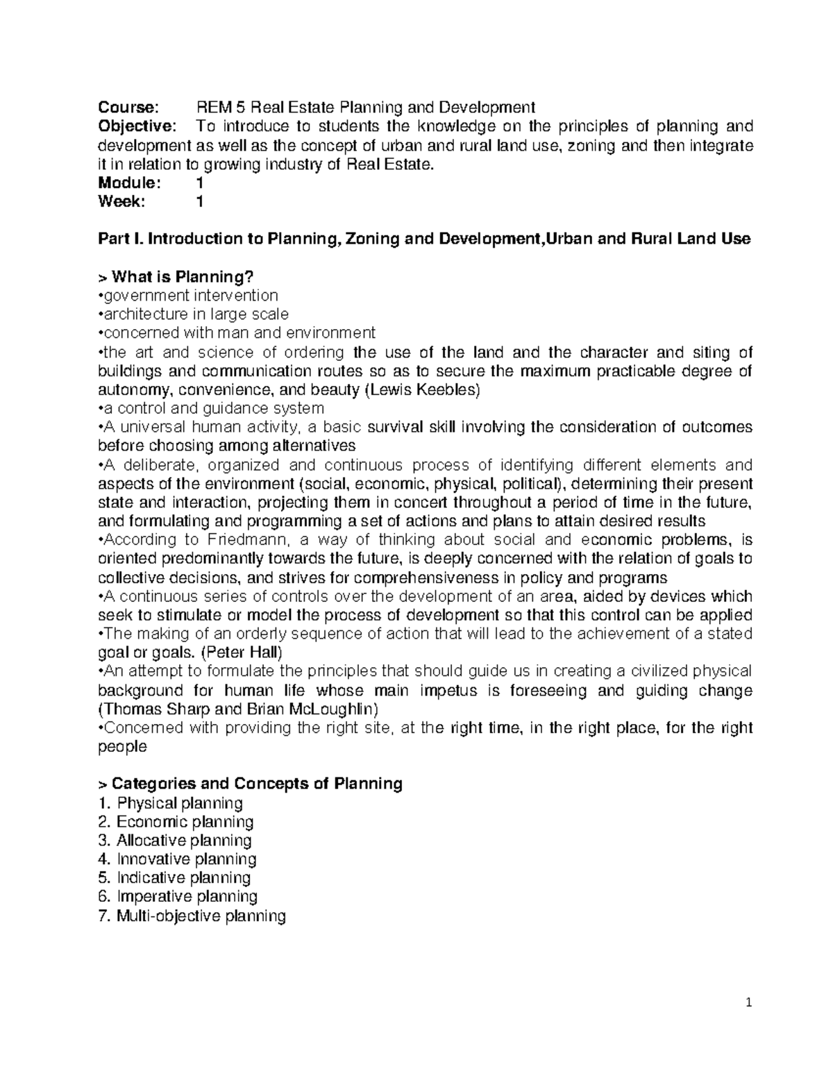 REM5 M1 real estate Course REM 5 Real Estate Planning and