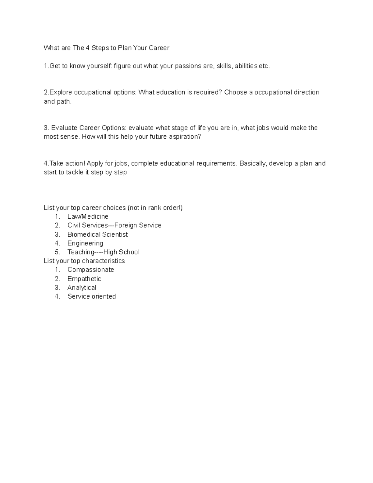 2.02 - Career Planning - What are The 4 Steps to Plan Your Career 1 to ...