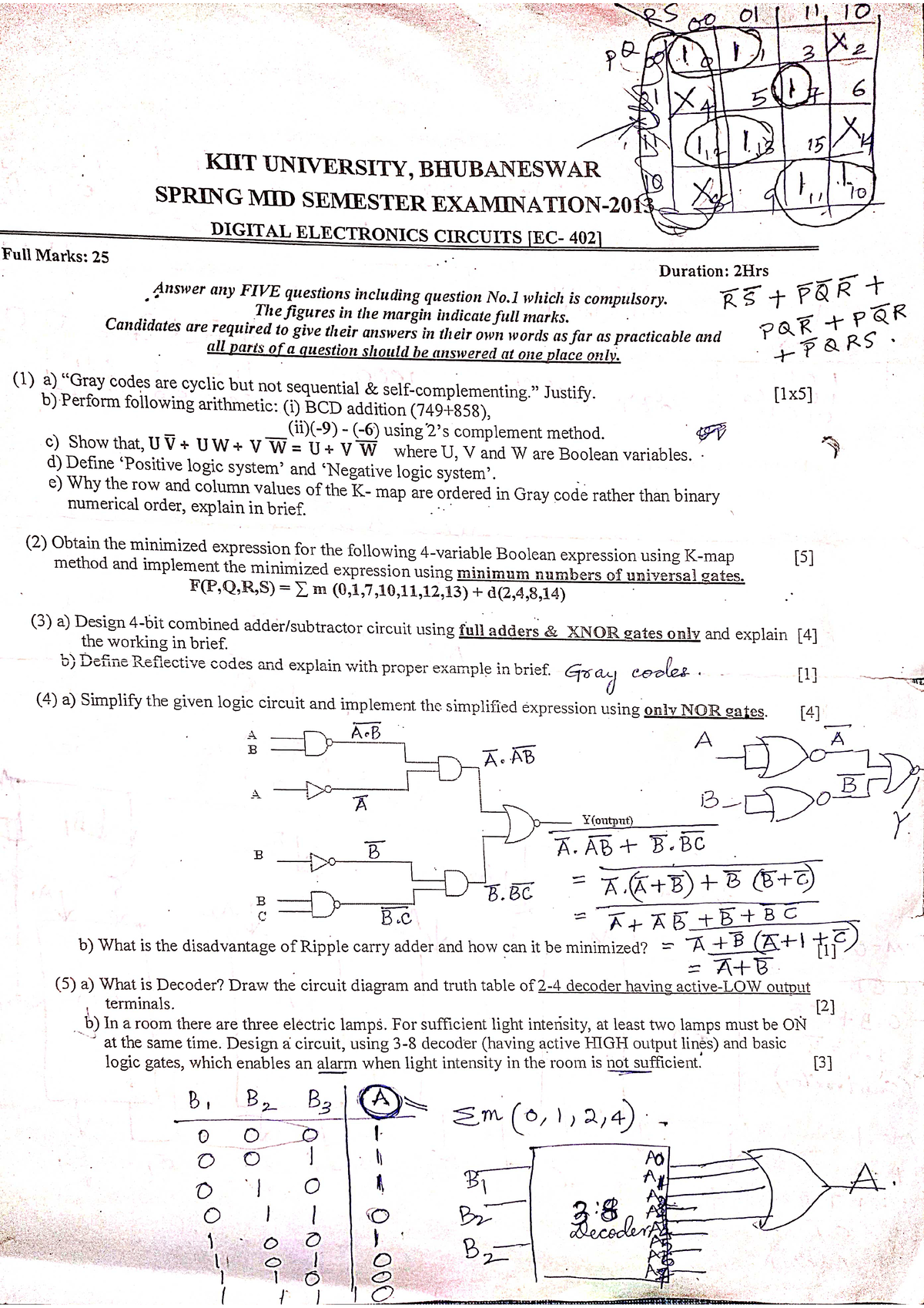 assignment questions on digital electronics