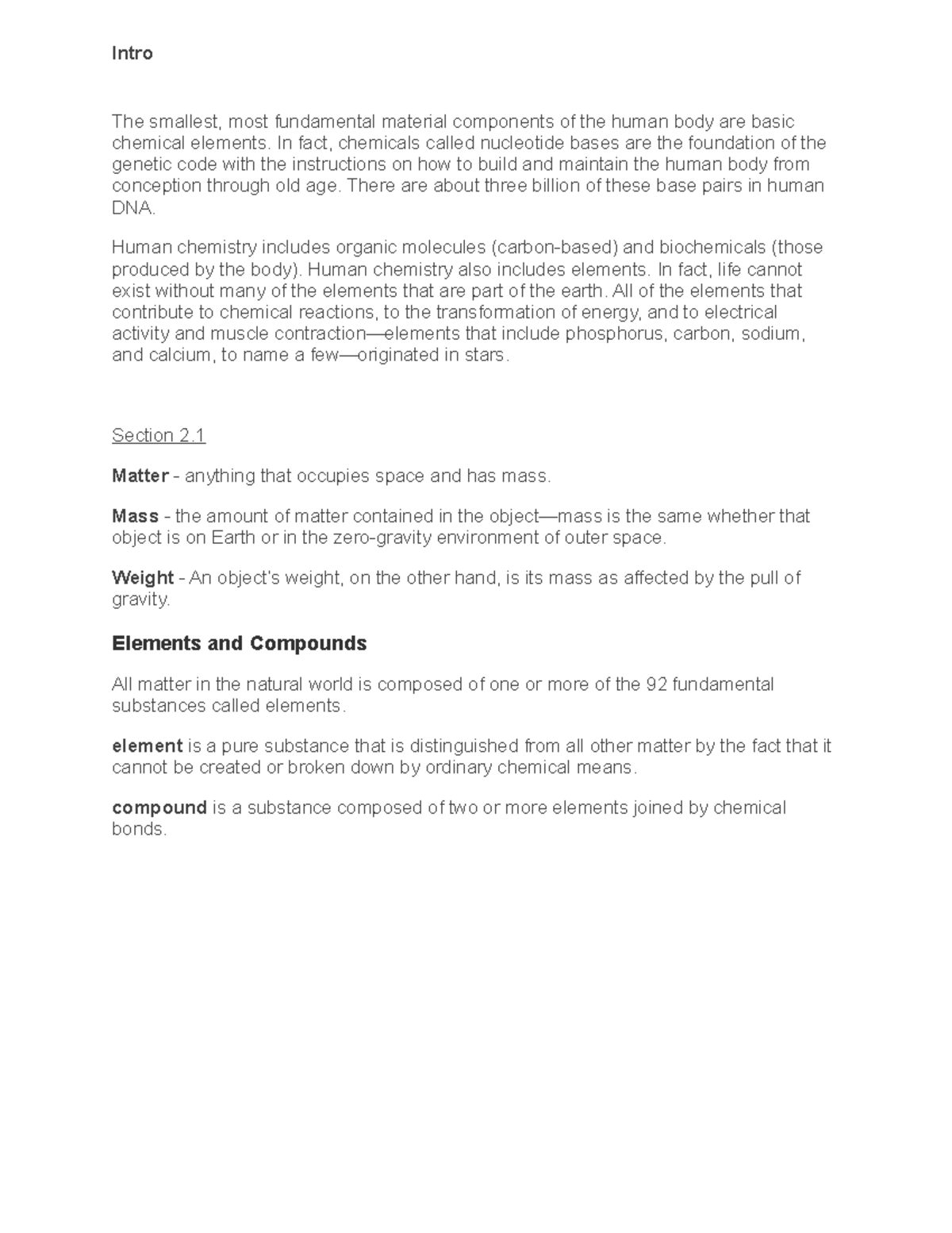 Notes Chemistry Updated) - Intro The smallest, most fundamental ...