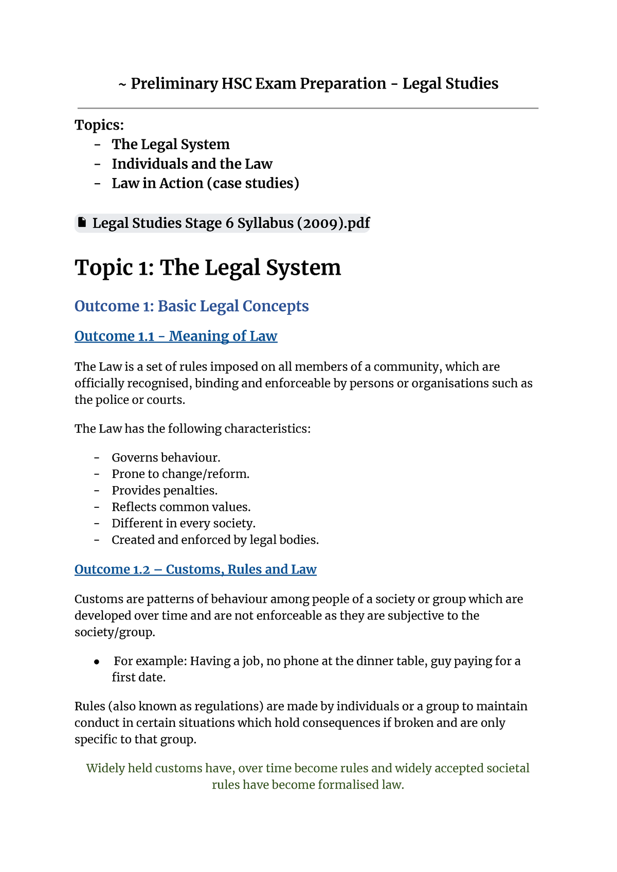 Preliminary yr 11 Legal Studies notes - ~ Preliminary HSC Exam ...