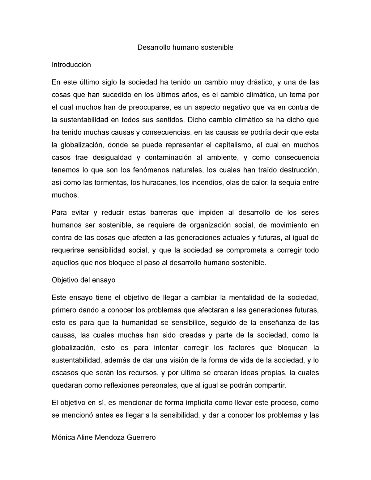 Ensayo Final Identidad Desarrollo Humano Sostenible Introducción En