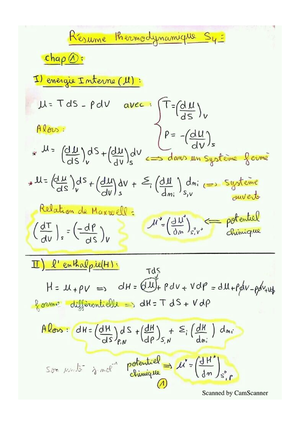 Chapitre 2 Thermochimie - Chapitre APPLICATIONS DES PRINCIPES DE LA ...